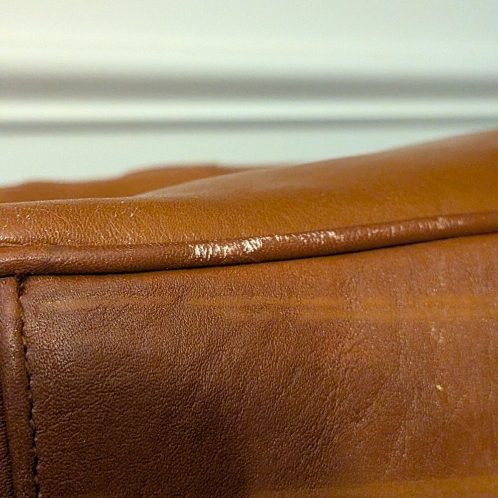 Etra Inc Brown Leather Shoulder Bag Metal Magnetic Clasp And Zipper As Is - Picture 16 of 16